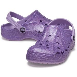 CROCS Kids Baya Purple Glitter Clog Toddler Sparkle Water Shoes Sz 10